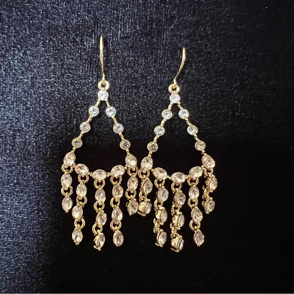 J. Crew Factory Crystal Dabgly Statement Earrings NWT